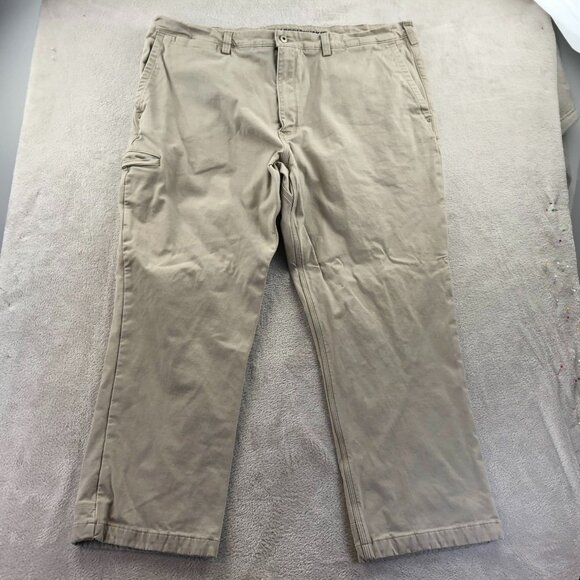 Duluth Trading Co Men's Cargo Pants 44x30 Flex Plaid Lined Ballroom Khakis Tan - Picture 14 of 14
